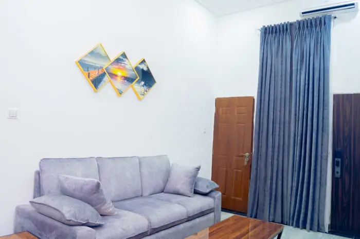 Furnished living room in shortlet apartment Kubwa Abuja