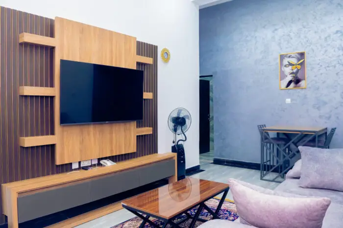 Furnished living room in shortlet apartment Kubwa Abuja