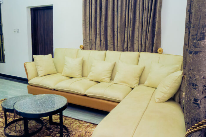 Furnished living room in shortlet apartment Kubwa Abuja