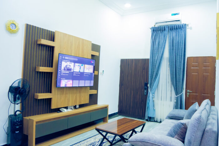 Furnished living room in shortlet apartment Kubwa Abuja